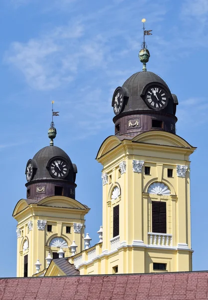 Towers of the Great Church, Debrecen city, Hungary — Stock Photo, Image
