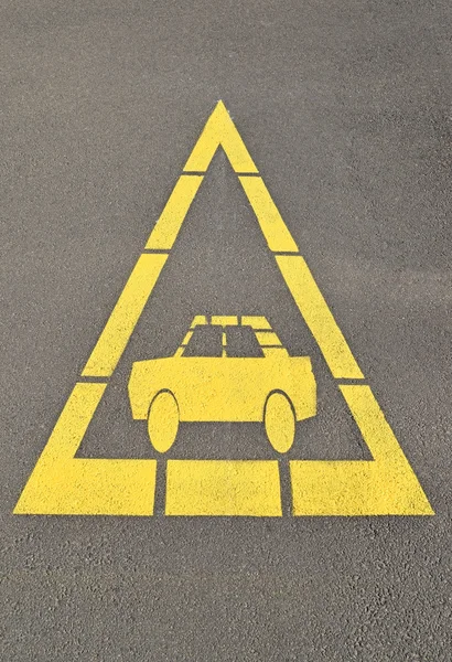 Car sign at the road crossing — Stock Photo, Image