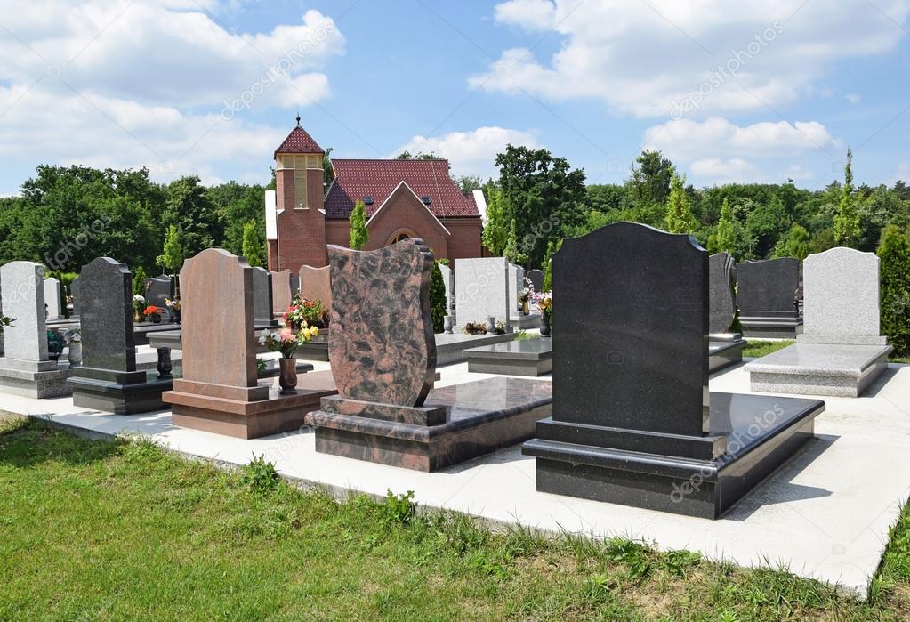 Tombstones and a chapel in the public cemetery