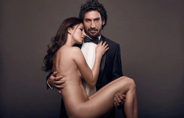 Moda portre Studio zarif seksi Çift.