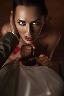 Şehvetli kadın modelinin portresi