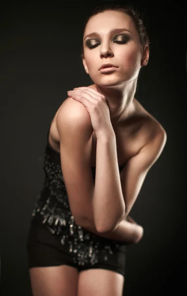 Modelo de moda en vestido de pin — Foto de Stock