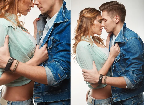 Moda sihir şık yağma genç çift portresi