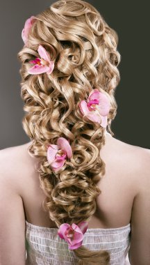 Görüntü gelin güzel kadın. Güzellik saç. Saç modeli geri görüntülemek