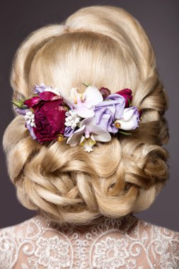 Görüntü gelin güzel kadın. Güzellik saç. Saç modeli geri görüntülemek