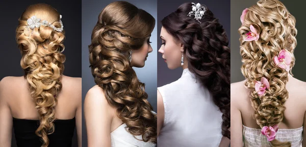 Collection of wedding hairstyles. Beautiful girls. Beauty hair. — Stock Photo, Image