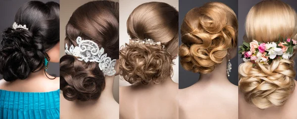 Collection of wedding hairstyles. Beautiful girls. Beauty hair. — Stock Photo, Image