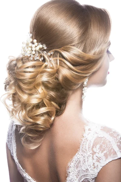 Beautiful  woman in image of the bride. Beauty hair. Hairstyle back view — Stock Photo, Image