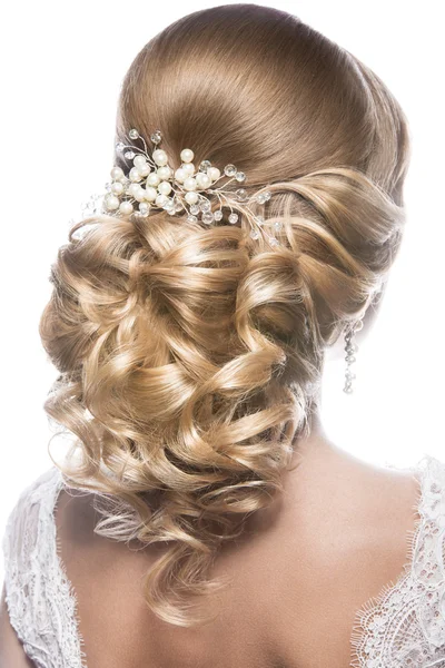 Beautiful  woman in image of the bride. Beauty hair. Hairstyle back view — Stock Photo, Image