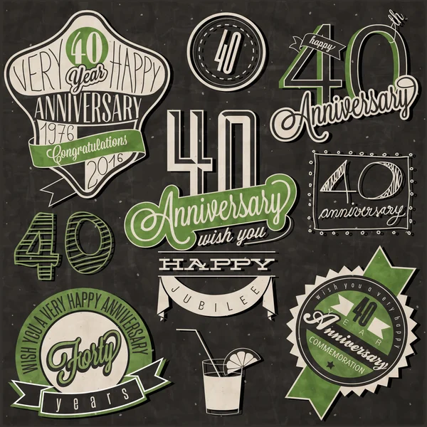 Collezione di stile vintage 40 anniversario — Stockvector