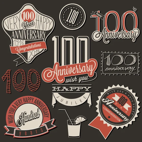 Vintage style One Hundred anniversary collection — Stock Vector