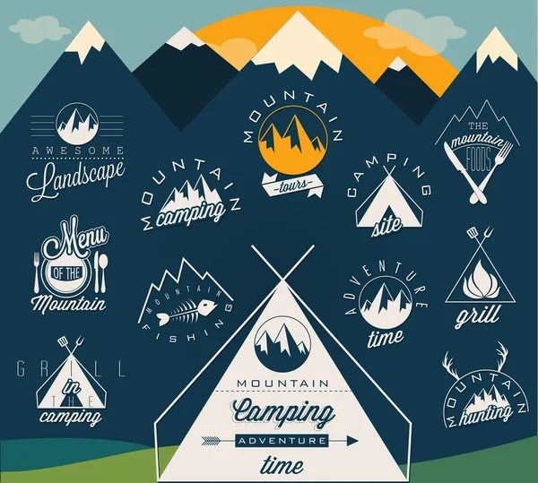 Símbolos de estilo vintage retro para Mountain Expedition — Vector de stock