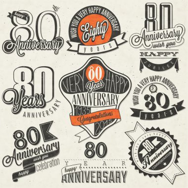 Vintage style 80th anniversary collection. clipart