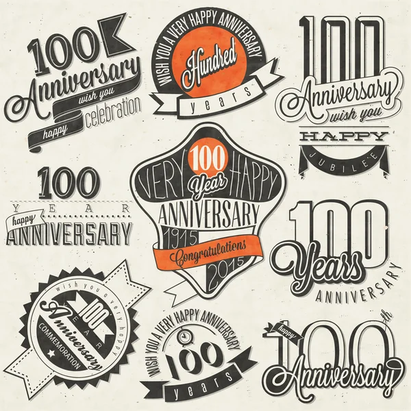 Vintage style One Hundred anniversary collection. — Stock Vector