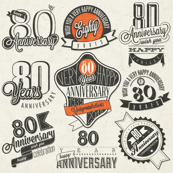 Colección de estilo vintage 80 aniversario . — Vector de stock