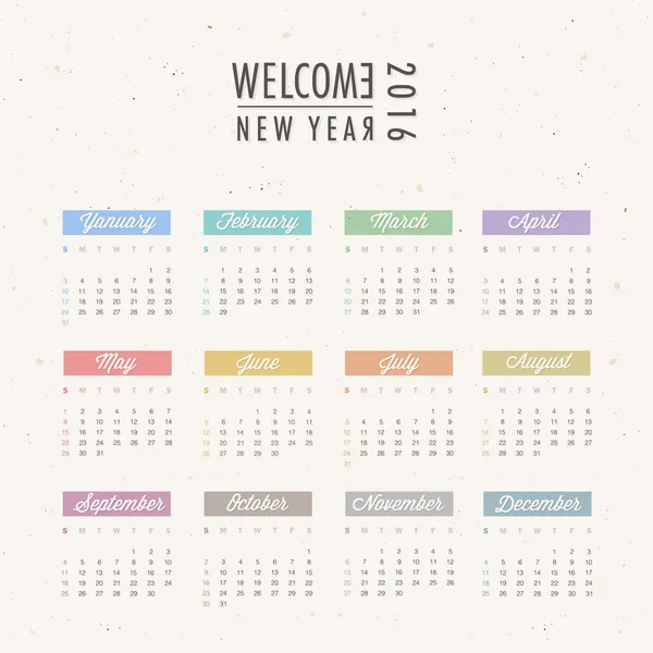 2016 design de calendário — Vetor de Stock