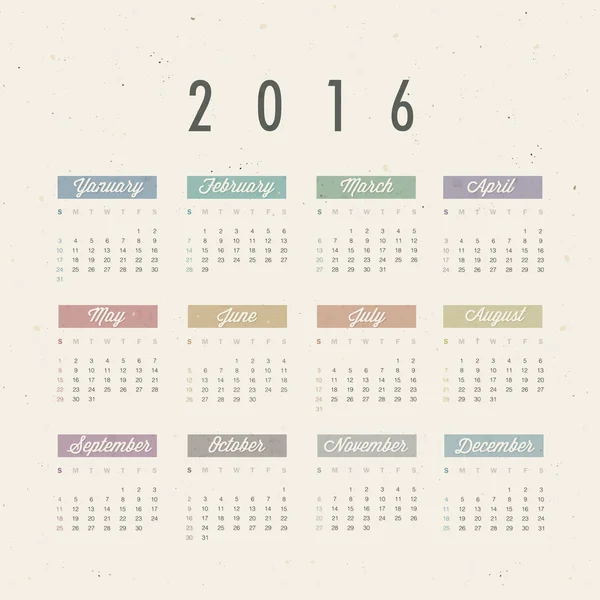 2016 diseño del calendario — Vector de stock