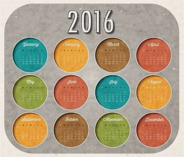 Calendario astratto vettoriale 2016 — Vettoriale Stock