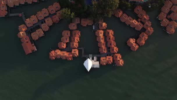 Сценический Вид Воздуха Авиллион Порт Диксон Время Восхода Солнца — стоковое видео