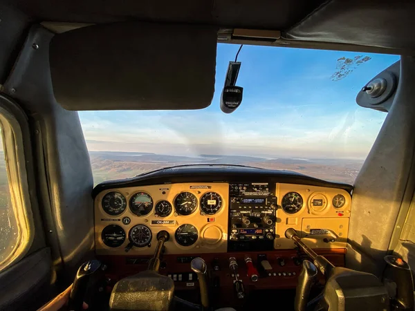Cockpit Innenraum Der Cessna Aus Pilotensicht — Stockfoto