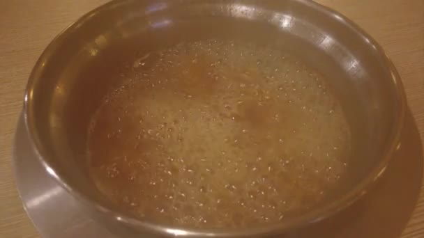 Fermeture Plan Soupe Bouillante Dans Bol Shabu Shabu Bateau Vapeur — Video