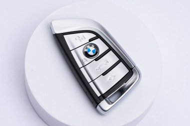 BMW Car Key for Keyless start on white background clipart