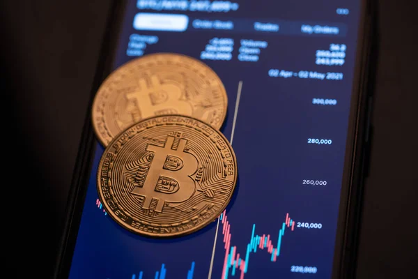 Kryptowährungsinvestitionen Bitcoin Replik Auf Weißem Hintergrund — Stockfoto