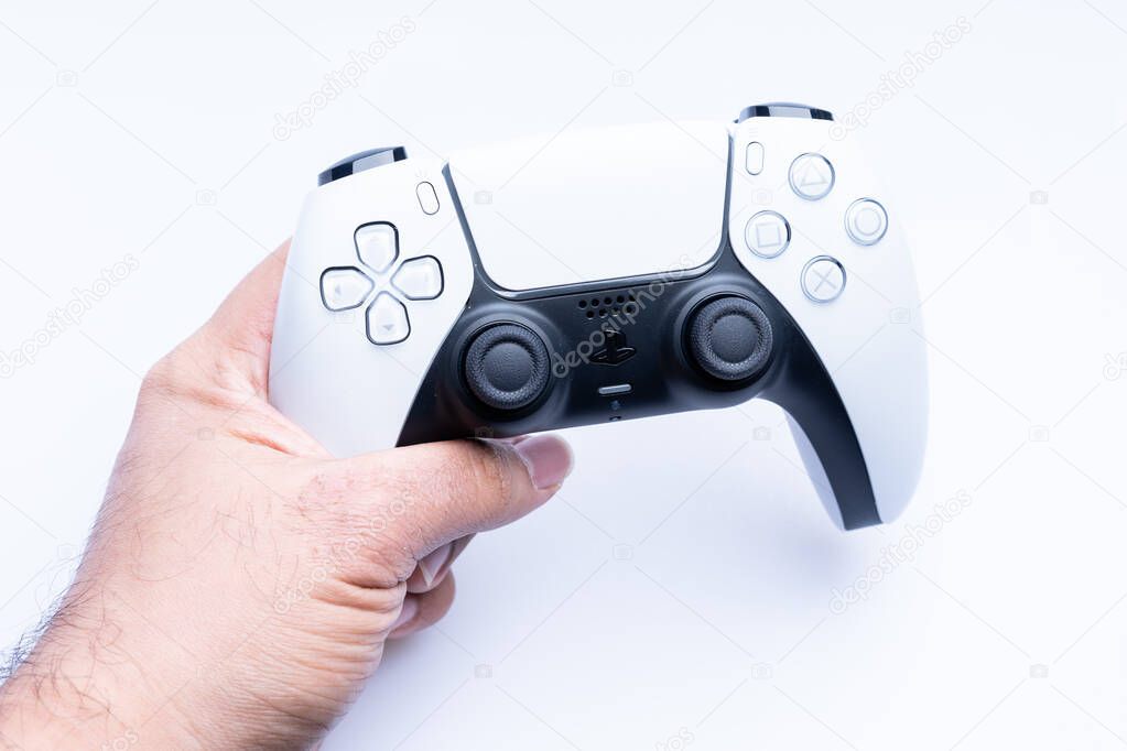 Playstation 5 DualSense controller on white background