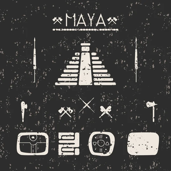 Ontwerp elementen mystieke tekens en symbolen van de Maya 's. — Stockvector