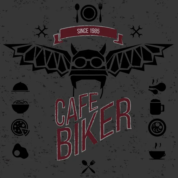 Elementos de design para a barra de café para motociclistas . — Vetor de Stock