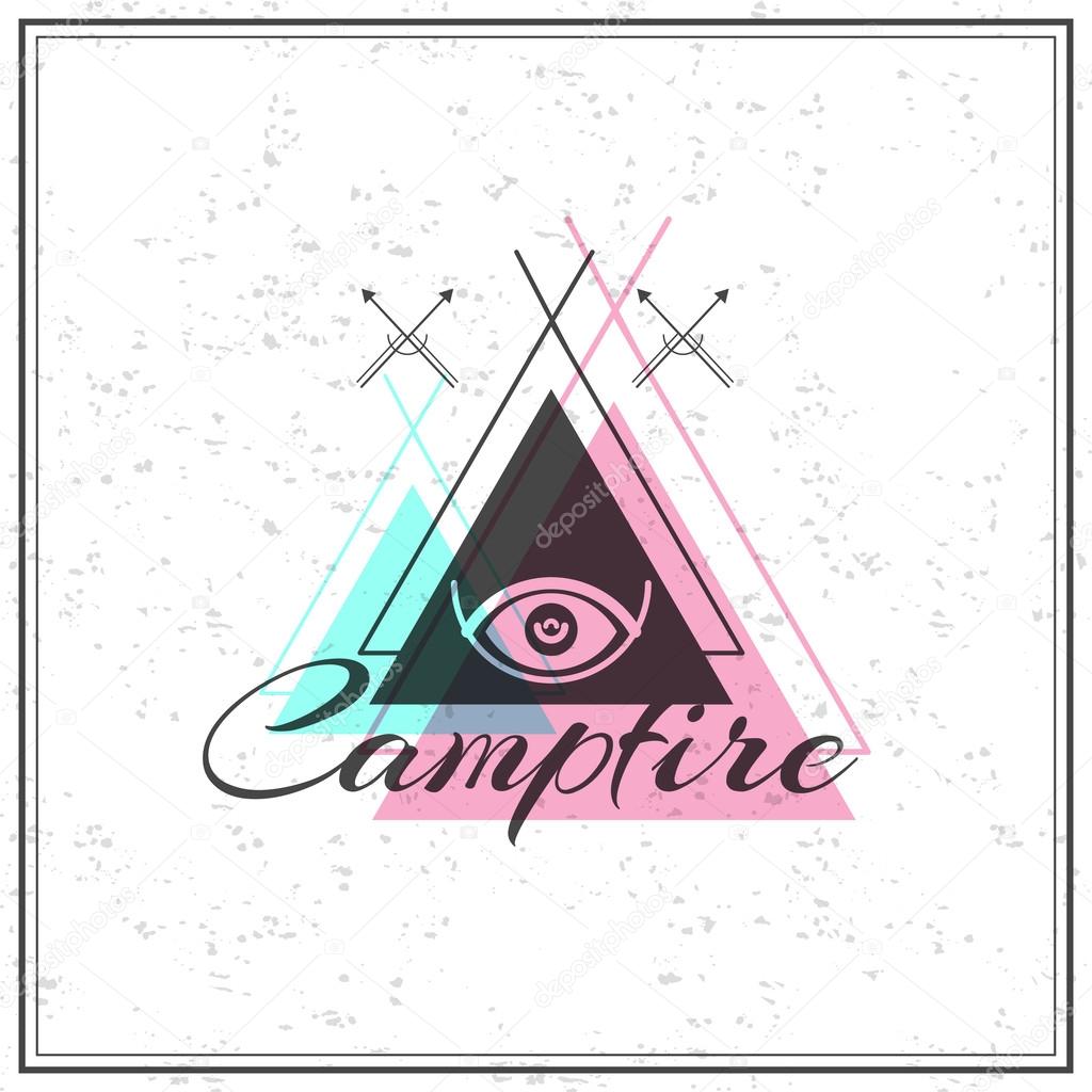 Print on t-shirt design theme of the campfire and mystic