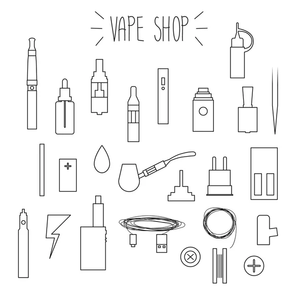 The linear icons vape. — Stock Vector