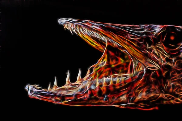 Smoked Predatory Fish Pike Its Teeth — Stock Photo, Image