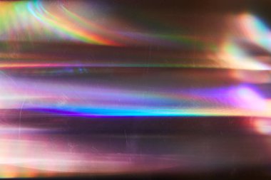 Gökkuşağı Fişeği ve Klasik Film Efekti. Toz ve çizikler. Bokeh Işık Sızıntısı Retro Yansımasını Ört. Bulanık parlak arkaplan.