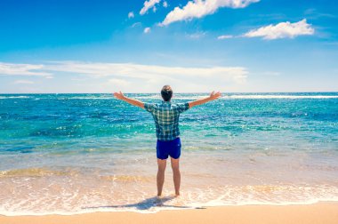 Sahilde Su özgürlük zevk adam