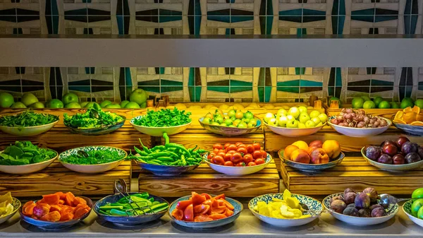 Assorted Vegetables and fruits buffet catering in hotel breakfast — Stock Photo, Image