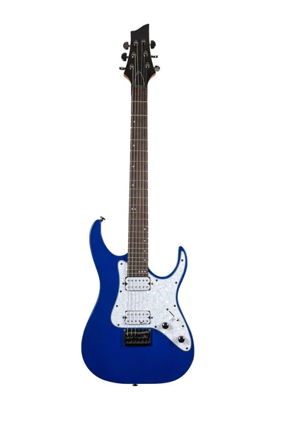 Guitarra eléctrica azul aislada sobre fondo blanco —  Fotos de Stock