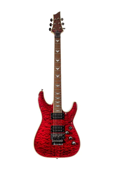 Red Electric guitar isolated over white background — Stock Photo, Image