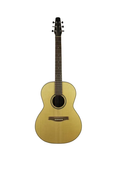 Guitarra acústica de madera aislada sobre fondo blanco —  Fotos de Stock