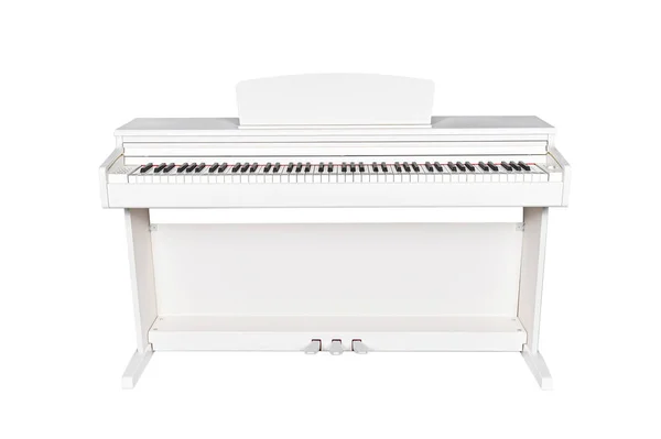 Biały nowoczesny fortepian odizolowany na białym tle — Zdjęcie stockowe