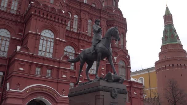 Museo Histórico Estatal Monumento Mariscal Zhukov Plaza Manezhnaya Rusia Moscú — Vídeos de Stock