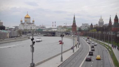 Moskova Kremlin, Moskova nehri, Kremlin seti. Rusya Mayıs 2021