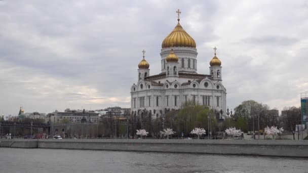 Moskou Kathedraal Van Christus Verlosser Rivier Moskou Rusland Moskou Mei — Stockvideo