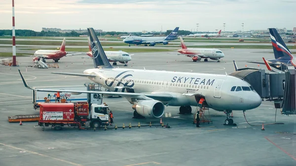 Samolot Aeroflot Międzynarodowym Lotnisku Sheremetyevo Rosja Moskwa Czerwiec 2021 — Zdjęcie stockowe