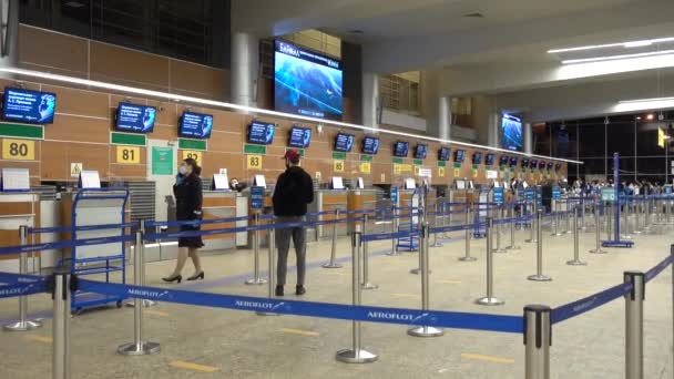Odprawa Pasażerów Lotnisku Sheremetyevo Rosja Moskwa Czerwiec 2021 — Wideo stockowe