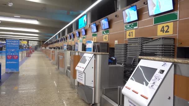 Balcões Check Aeroporto Sheremetyevo Rússia Moscou Junho 2021 — Vídeo de Stock