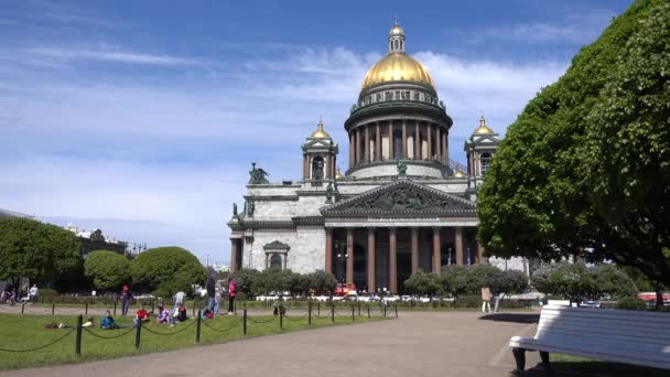 Szent Izsák Katedrális Szent Izsák Tér Nyári Nap Oroszország Szentpétervár — Stock videók