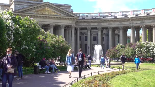 Kazan Kathedraal Kazan Plein Zomer Rusland Sint Petersburg Juni 2021 — Stockvideo