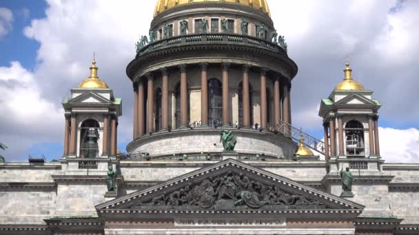 Cattedrale Sant Isacco Primo Piano Del Colonnato Russia San Pietroburgo — Video Stock