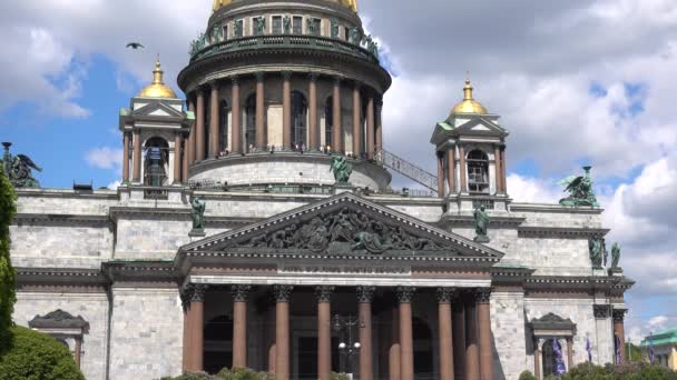 圣以撒大教堂 柱廊特写 2021年6月 圣彼得堡 — 图库视频影像